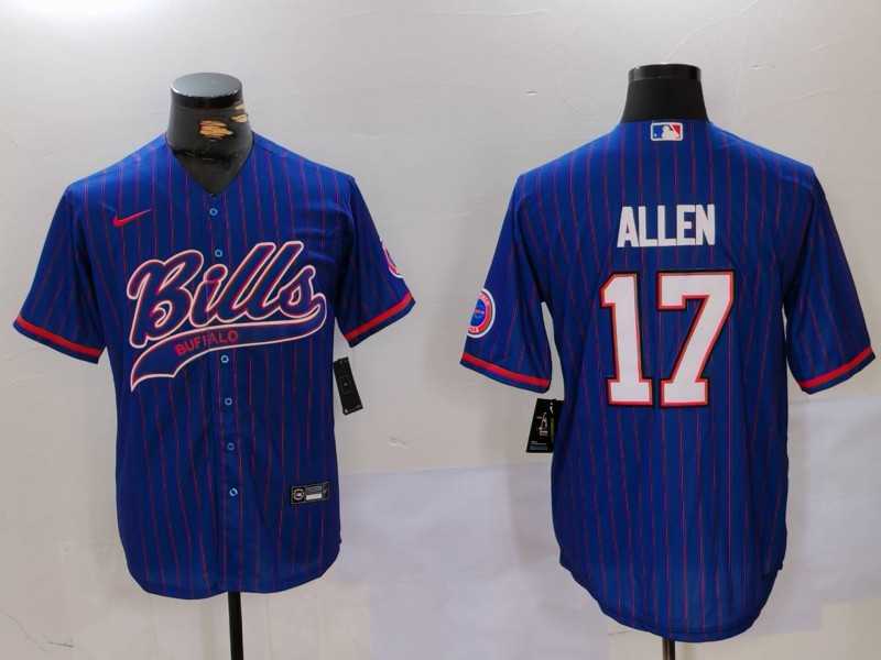 Men%27s Buffalo Bills #17 Josh Allen Blue Team Cool Base Stitched Baseball Jersey1